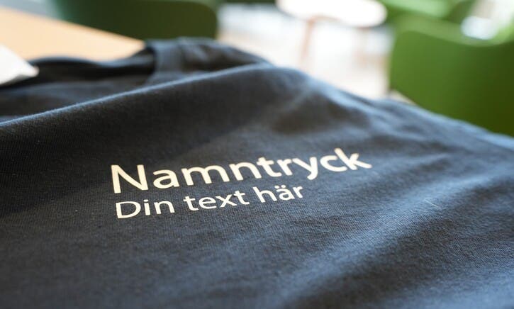 Namntryck applicerat på plagg